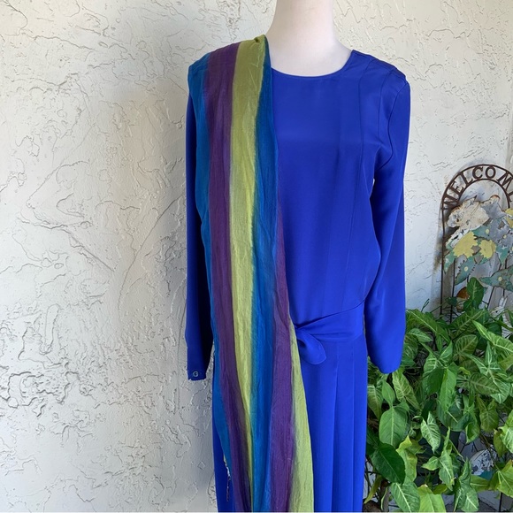 VTG 80s UK Chic Azure Blue Elegance-Belted, Button-backed WALLIS EXCLUSIVE - Picture 3 of 9